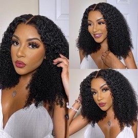 Asteria Hair Curly 7x4 Pre Cut Ready to Go Glueless Wig Pre Bleached Human Hair Pre Plucked Lace Closure Wigs 18 Inch