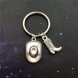 Western Country Keychain Cowboy Hat Key Ring Accessories Boot Keychain