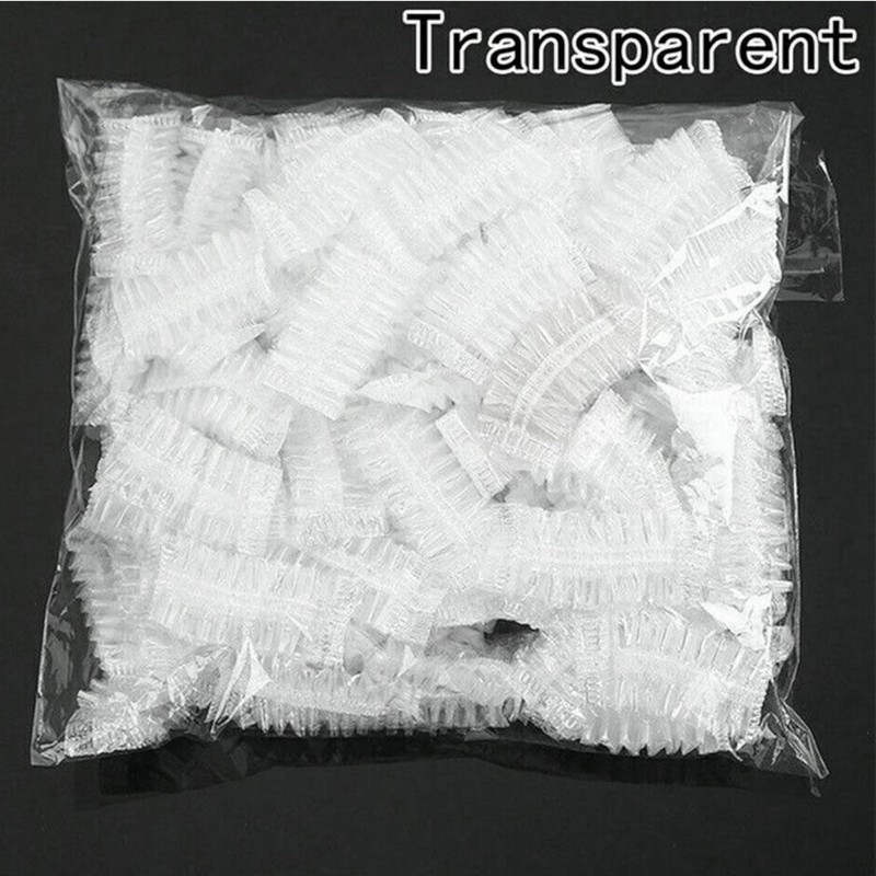 100pcs Disposable Transparent Ear Cover Sleeve Bath Shower Salon Hair