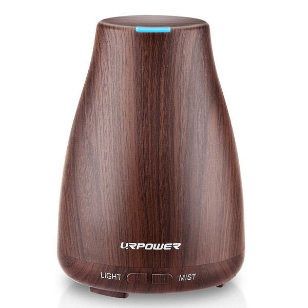 URPOWER 2nd Version Essential Oil Diffuser Aroma Essential Oil Cool Mist Humidifier with Adjustable Mist Mode,Waterless Auto Shut-off and 7 Color LED Lights Changing for Home Office Baby