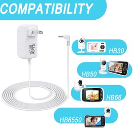 liangxinyun 20FT Charger Cable Replacement Compatible with HelloBaby HB66, HB50, HB6550,HB6560,HB6339, HB6336, HB6250, HB40 Baby Monitor Camera,5V Charging Cable Power Extension Cable