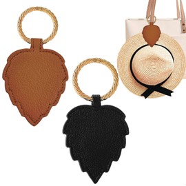 PACIOCEAN 2 pcs Magnetic Hat Clips for Travel, Magnetic Hat Clip Keychain, Leaf Design, Brown and Black, 7 cm x 4 cm, Strong Magnet, Easy-Unlock Ring