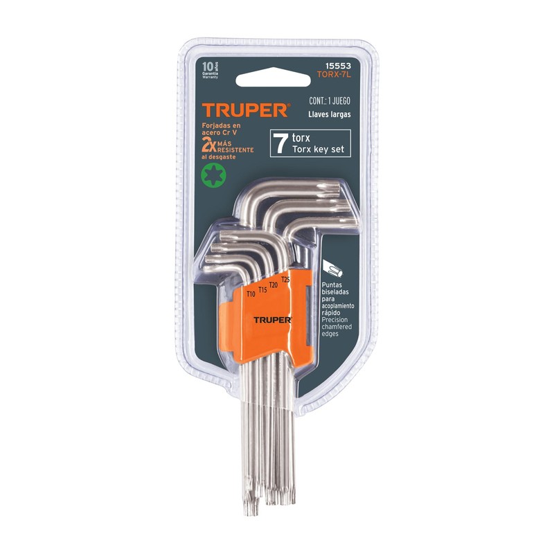 Truper TORX-7L, Juego de llaves Torx, 7 piezas largas