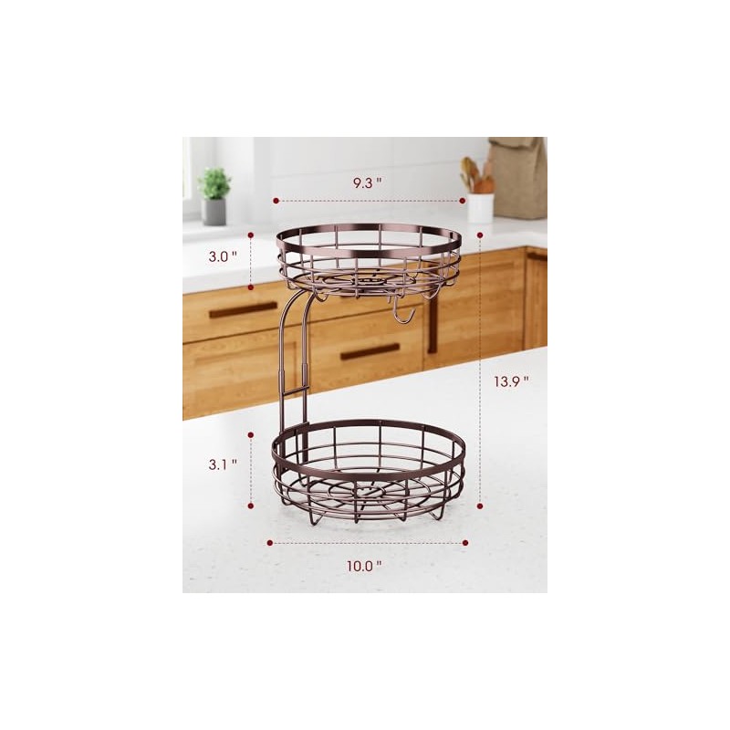 Sakugi Fruit Basket for Kitchen Counter - 2-Tier Large Capacity