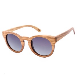 Mini Tree Sunglasses Wooden Men's Polarised Mirrored Handmade Cat.3 Floating Retro Round Sun Glasses for Women UV400 Protection, wooden frame black lens