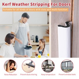 Solike 40 Feet Weather Stripping Door Seal with 8 PCS Door Corner Seals, V-Shaped Replacement Kerf Weather Stripping for Door Frame "Q" Foam Door Seal Strip Door Insulation (White)