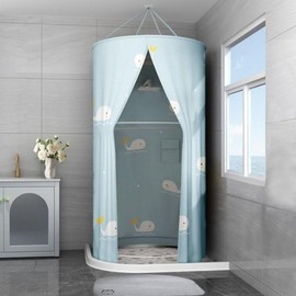 Shower Curtain Winter Whale Bathroom Bath Round Waterproof Insulating Cover Screen Simple Curtain 100cm whale