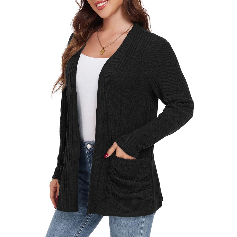 GRECERELLE Womens Cardigans Lightweight Casual Rib Classic Cardigans for Ladies