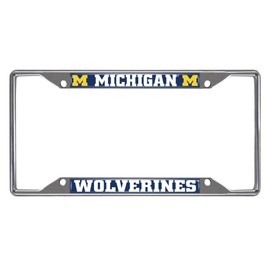 FANMATS 14823 Michigan Wolverines Chrome Metal License Plate Frame, Team Colors, 6.25in x 12.25in