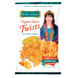 Wai Lana Vegan Cheese Twists with Potato and Lentils (5 Pack of 4.5 Ounce Individual Bags) - Gluten Free, Non-GMO, Vegan, Zero Trans Fats