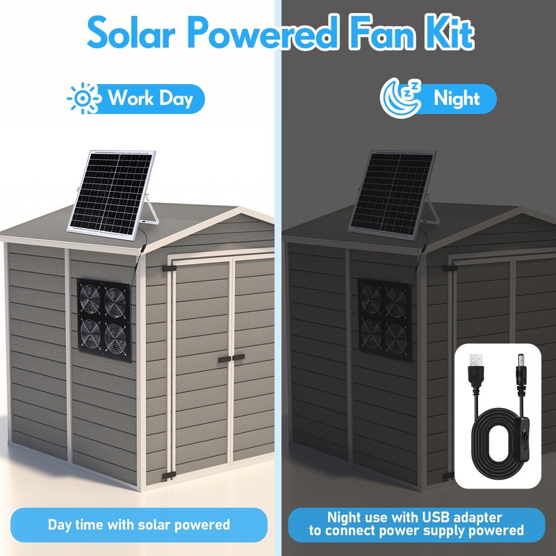 Solar Powered Fan 11.8" Greenhouse Exhaust Fan Solar 4 Fan