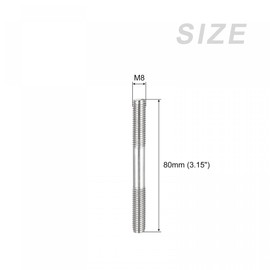 sourcing map Double Ended Stud Screws (M8 Thread 80mm Length) 5pcs, 304 Stainless Steel Dual Threaded Rod Bolts - for House Maintenance