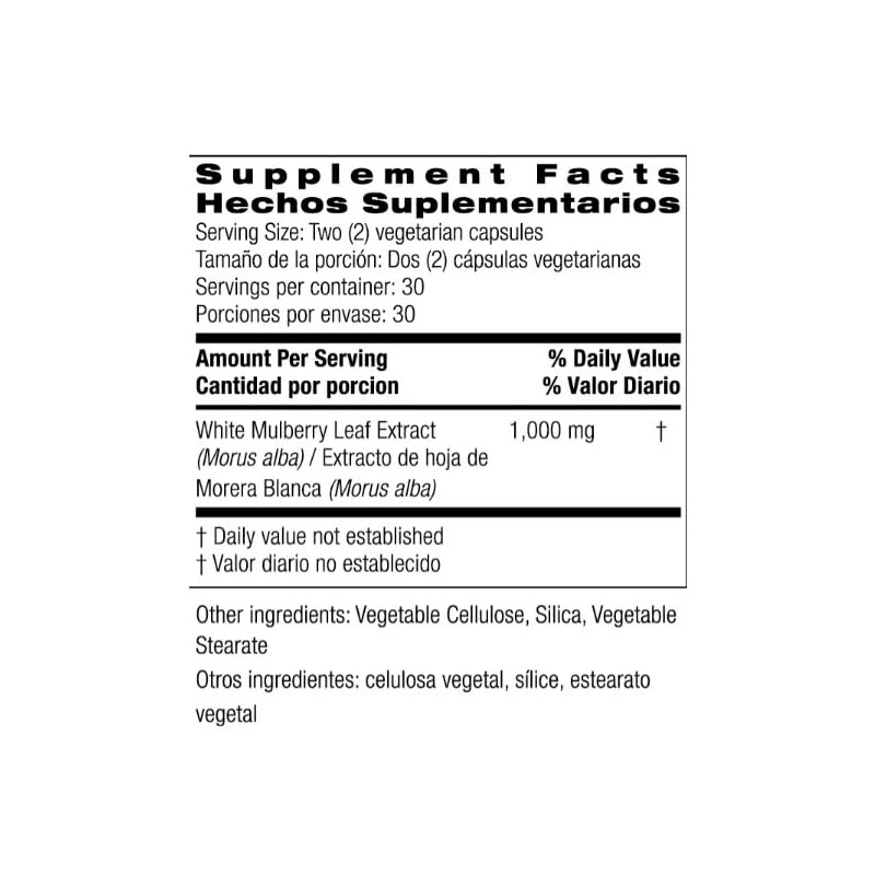 Bio Nutrition Extracto de Hoja de Morera Blanca, 1000 mg,