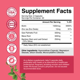 Extra Strength Saw Palmetto for Women 500mg - DHT Blocker for Women 30-Day Supply - Hair Vitamins for Hair Loss Supplement - Pure Saw Palmetto Extract Capsules with Maca Root & Biotin - 90 Capsules