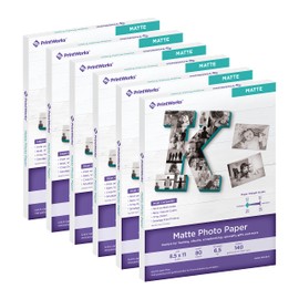 PrintWorks Matte Photo Paper, For Use with Inkjet Printers, Printable on Both Sides, Standard 6.5 mil, 8.5” x 11”, 6 Pack Bundle, 480 Sheets (00426-6C)