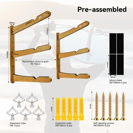 TWO STONES Surfboard Rack for Wall | Surfboard Wall Mount | Surfboard Wall Rack | Paddle Board Wall Rack | Surf board Wall Mounts | Surf Rack for Board Storage (3-Layers)