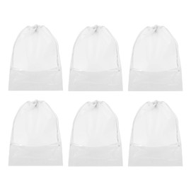 PATIKIL Drawstring Shoe Bag, 6 Pack 14 x 11 Inch Travel Shoe Bags Non-Woven Shoe Storage Bag Boots Shoes Organizer Pouch for Travel Home, White