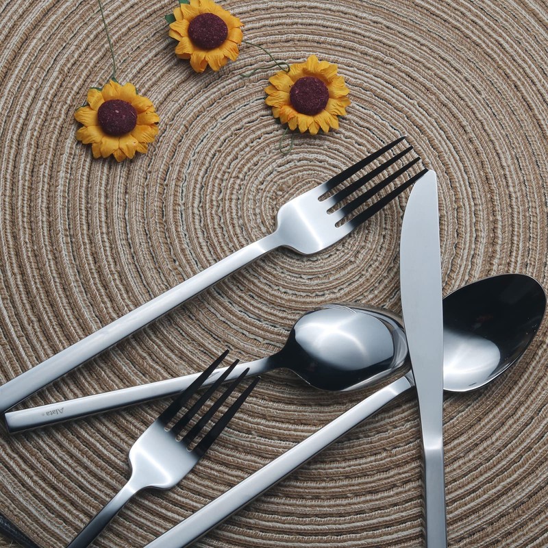 Alata Cube 40-Piece Forged Stainless Steel Flatware Set Cutlery Set,