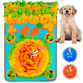KVEXLIM Snuffle Mat for Dogs - Interactive Dog Feeding Mat with Squeaky Center & 2 Spikey Balls | Mental Enrichment Toy for Small, Medium, Large Dogs | Slow Feeder, Machine Washable, Non-Slip Base