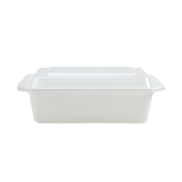 Nicole Home Collection Rectangular Food 38 oz | 8" x 6" | White | Pack of 4 Microwaveable Containers with Lid