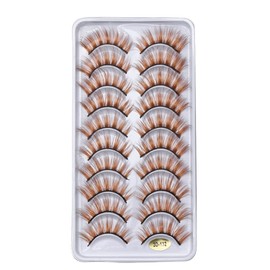 10ペア つけまつげ ブラウン ナチュラル つけまつげ ふわふわ キャットアイ ミンクまつげ ボリューム ロング ふわふわ つけまつげ