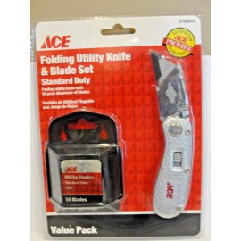ACE Standard Duty Folding Utility Knife and Blade Set with 50 Blades, # 2199644