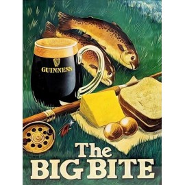 Guinness Beer - The Big Bite - Fishing Theme New Metal Sign: 12x16" - Free Ship.
