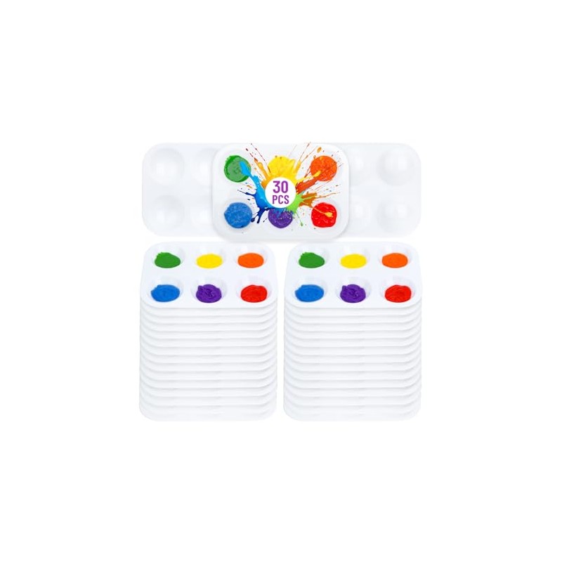 Mr. Pen- Plastic Paint Palette, 30 Pack, 6 Wells, White