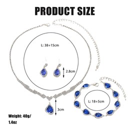 FDEETY Jewellery Sets for Women Fashion Jewellery Set Made of Silver-Plated Gemstone Pendant Necklace Earrings Stud Earrings Set Gift for Woman, Alloy Steel