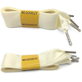WEGOODZF Satin Ribbon Shoe Laces: 3CM Wide Flat Silk Shoelaces with Metal Tips, 04 Beige, 49.21"Inch (125CM)