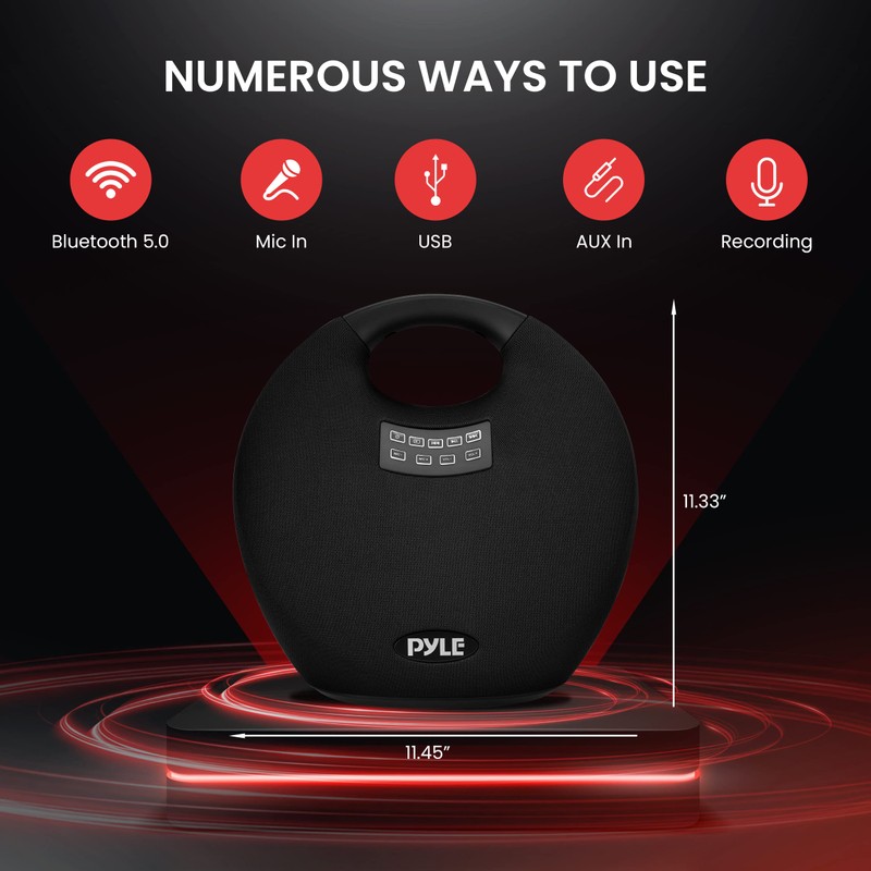 Pyle Wireless Portable Bluetooth Speaker, with Built in Rechargeable Battery,