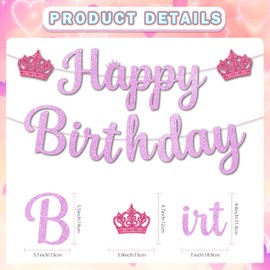 Princess Birthday Banner Princess Birthday Party Decorations Princess Themed Party Decorations with Happy Birthday Banner Hanging Swirls Stickers for Girls