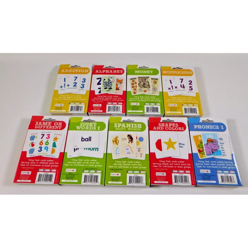 Bendon Flash Cards 9 Different Decks Addition Alphabet Money Multi