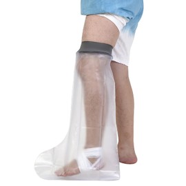 EVERCRYO Waterproof Cast Cover for Adults for Shower, Bath, Reusable Cast and Bandage Protection, Waterproof Protection for Broken Short Leg, Ankle, Foot (Grey)
