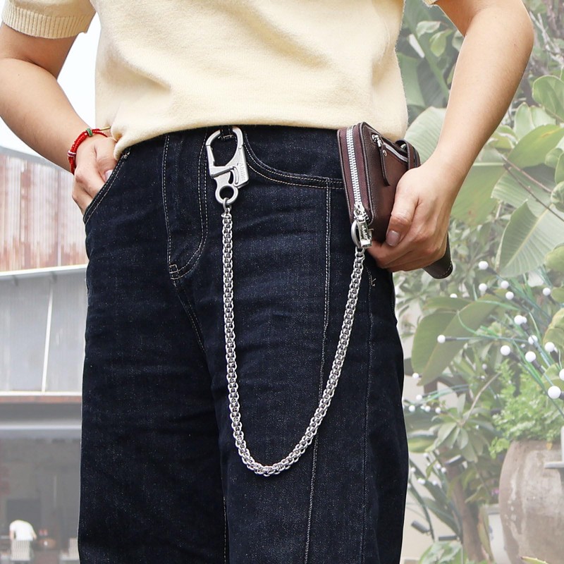 [Ahiller] Men's Wallet Chain 60cm Black Stainless Steel Wallet Chain