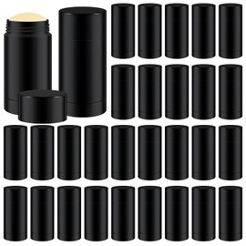 Teenyyou 30 Pcs Empty Deodorant Containers Twist up Filling Stick Plastic Deodorant Container Refillable Bottles Bottomfill Round Lip Balm Tubes for Homemade DIY Lipstick Crayon(15 ml,Black)
