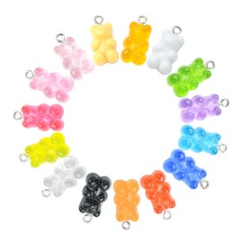 KitBeads 20pcs Random Mixed Gummy Bear Charms Resin Jelly Bear Charms Sweet Candy Bear Charms for Jewelry Making Bulk