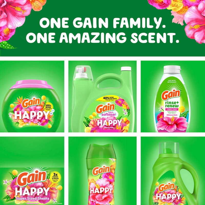 Gain Liquid Fabric Softener (Fabric Conditioner), Happy, 127 fl oz,