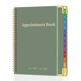2026 Appointment Book/Planner - 2026 Daily Hourly Planner from Jan. 2026 - Dec. 2026, Weekly appointment Book 2026, 2026 Hourly planner with 20-Minute Interval, 9" x 11", Twin-Wire Binding, Colorful Tabs, Pocket - Green