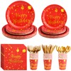 TabreMstr 175 Pieces Gold Disposable Party Dinnerware Set &Disposable Birthday