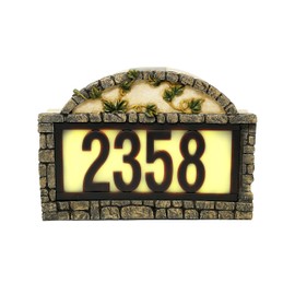 Nature's Mark Solar Power Lighted House Numbers Address Sign - LED Illuminated Outdoor Resin Light Up House Number Sign Decor for Home Yard Street (Ivy)