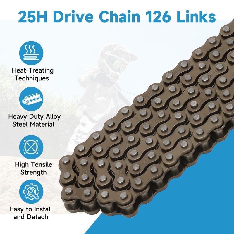 EOPOAYI 25H Drive Chain 126 Links for Razor MX350 MX400