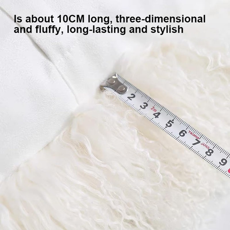 Genuine Sheepskin Throw Pillow with PP Cotton Inside, Luxury Fluffy