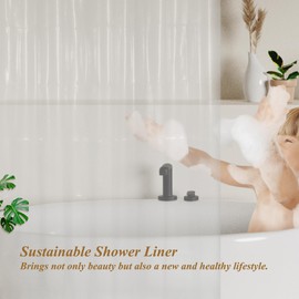 Mrs Awesome Recycled Clear 5G PEVA Shower Curtain Liners with 3 Magnets,Water Proof Plastic Shower Liner for Bathroom or Shower Stall,54x78