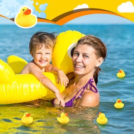 Lenwen 50 Pcs 2.2 Inch Waterproof No Hole Rubber Ducks Bath Toy with Sealed Plug Without Hole Bathtub Floating Bath Toy for Birthday Party Decoration Gift Swimming Pool (Yellow)