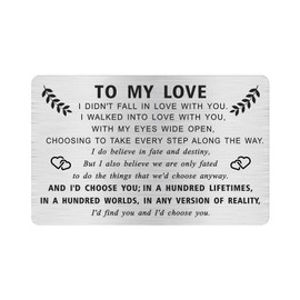 MOQIYXL I Love You Christmas Gifts for Him, Men Valentines Card, Fiance Gifts for Him, I Choose You Groom, Engraved Metal Wallet Card Insert