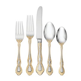 Oneida Golden Mandolina 45 Piece Fine Flatware Set, Service for 8, 18/10 Stainless Steel, Silverware Set, Dishwasher Safe