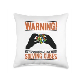 May Spontaneously Talk About Solving Cubes Cubing Speedcuber Throw Pillow