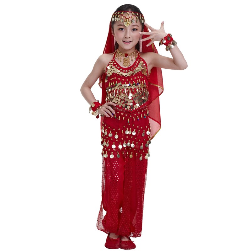 Astage Disfraz de princesa india para niños con adornos de