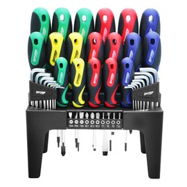 InPower Versatile 44-Piece Magnetic Screwdriver Set with Plastic Rack - DIY Tools Includes Hex Key, Bit Driver, High Torque